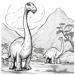 Sauropods near a Smoky Volcano Coloring Pages 2