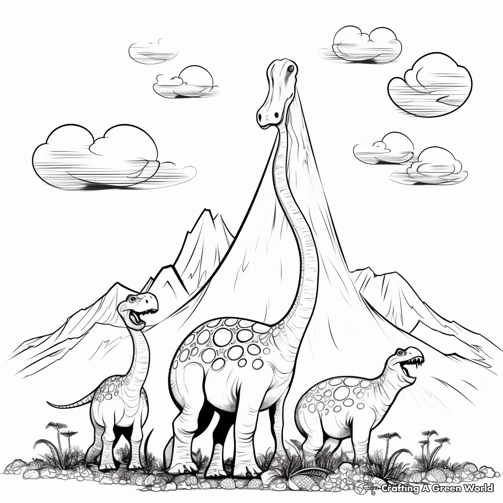 Sauropods near a Smoky Volcano Coloring Pages 4