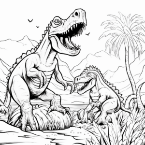 Savage Saltasaurus vs. Metriacanthosaurus Coloring Sheets 1