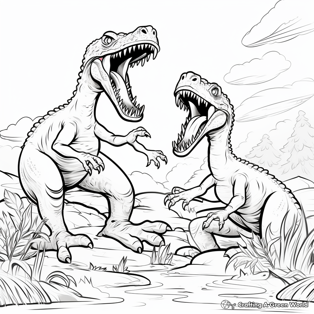 Savage Saltasaurus vs. Metriacanthosaurus Coloring Sheets 2