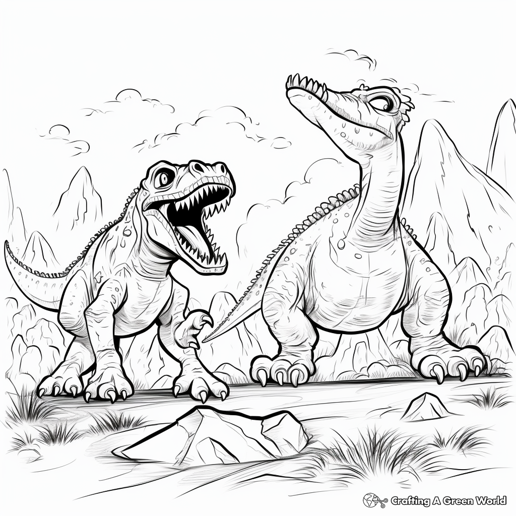 Savage Saltasaurus vs. Metriacanthosaurus Coloring Sheets 3