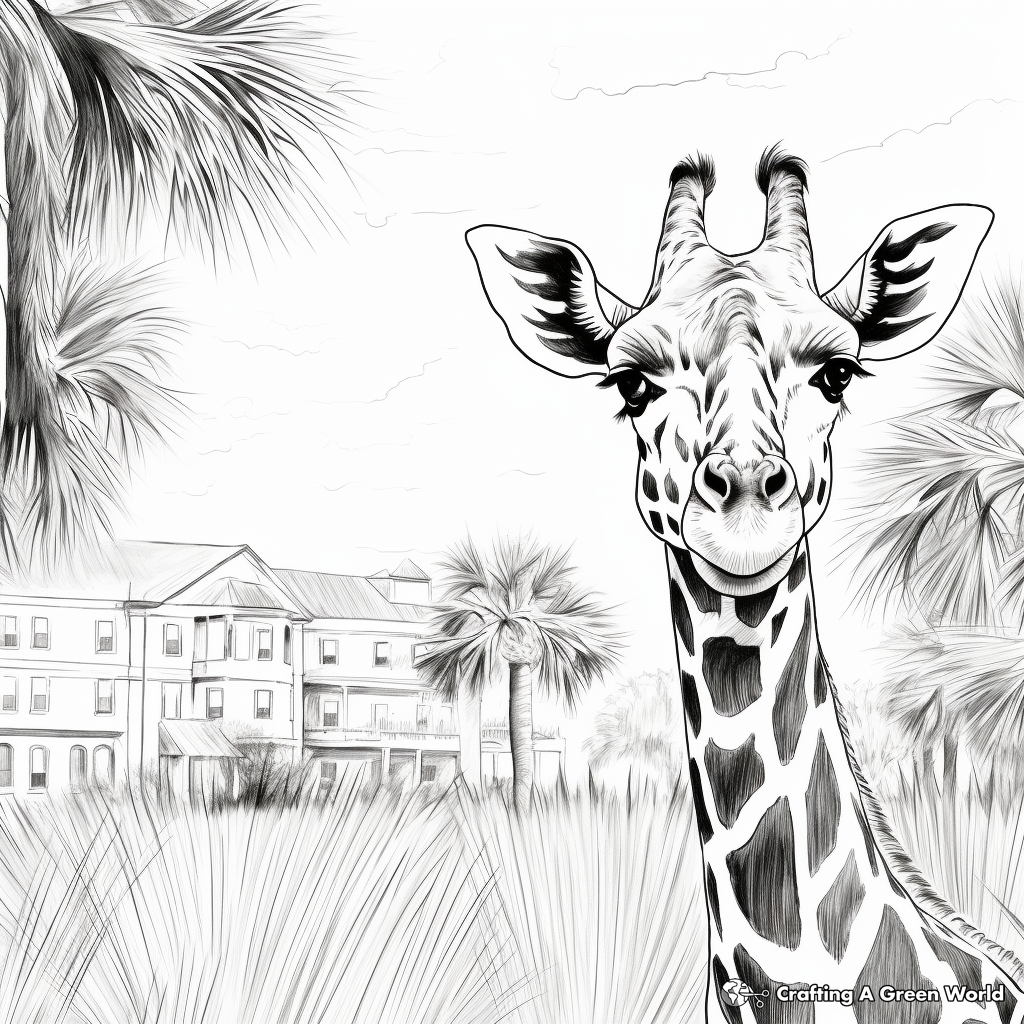 Savannah Scenic Giraffe Coloring Pages 4