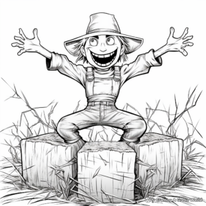 Scarecrow and Hay bales Coloring Pages 4
