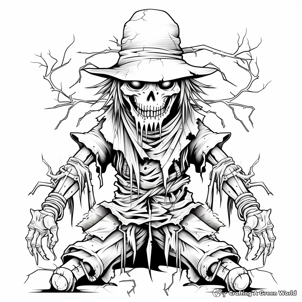 Scarecrow Coloring Pages with a Horror Twist 1