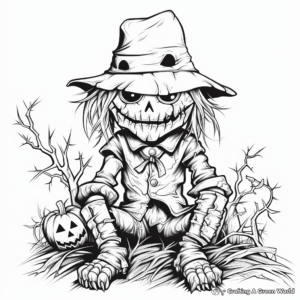 Scarecrow Coloring Pages with a Horror Twist 4