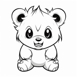 Scary Bear Cub Coloring Pages for Kids 1