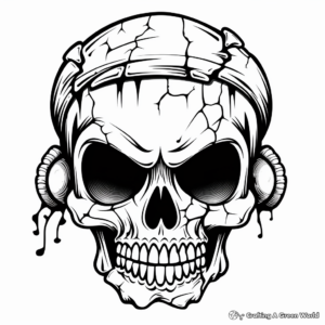 Scary Halloween Skull Coloring Pages 1
