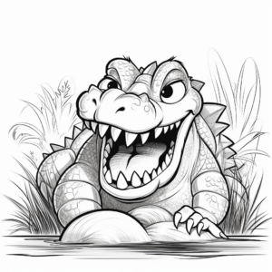 Scary Jurassic Alligator Coloring Pages 2