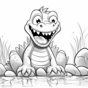 Scary Jurassic Alligator Coloring Pages 3