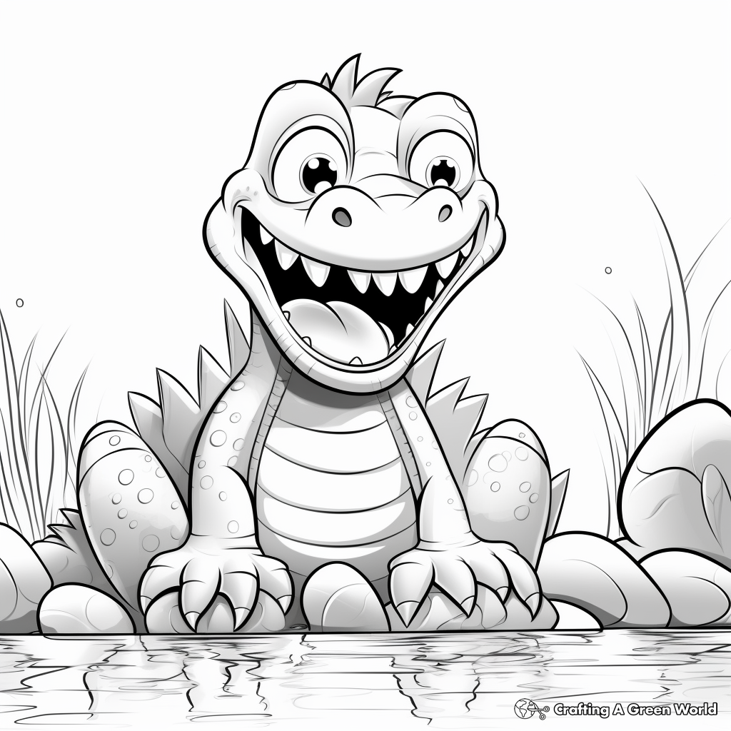 Scary Jurassic Alligator Coloring Pages 3