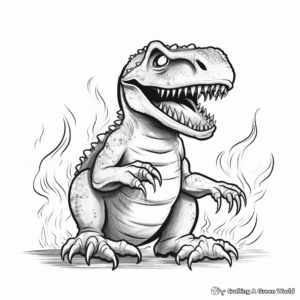 Scary T Rex Among The Flames Coloring Pages 2