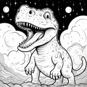 Scary T Rex Under The Stormy Night Sky Coloring Pages 2