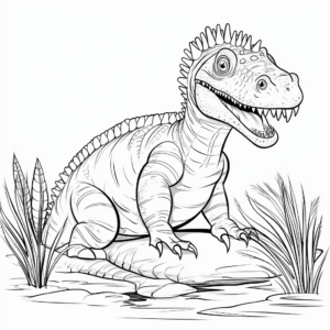 Scene from the Cretaceous: Iguanodon Coloring Pages 2