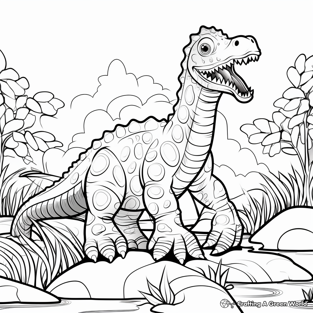 Scene from the Cretaceous: Iguanodon Coloring Pages 4