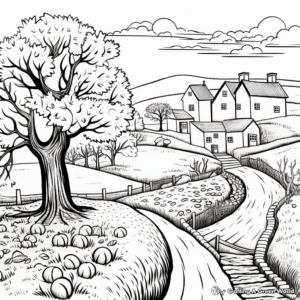 Scenic Autumn Countryside Coloring Pages 3