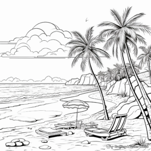Scenic Beach Coloring Pages for Relaxation 1