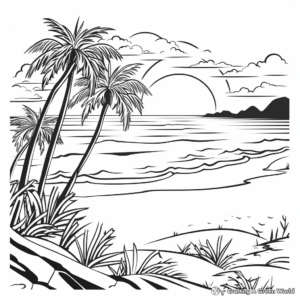 Scenic Beach Sunset Coloring Pages 2
