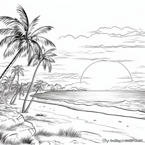 Scenic Beach Sunset Coloring Pages 3