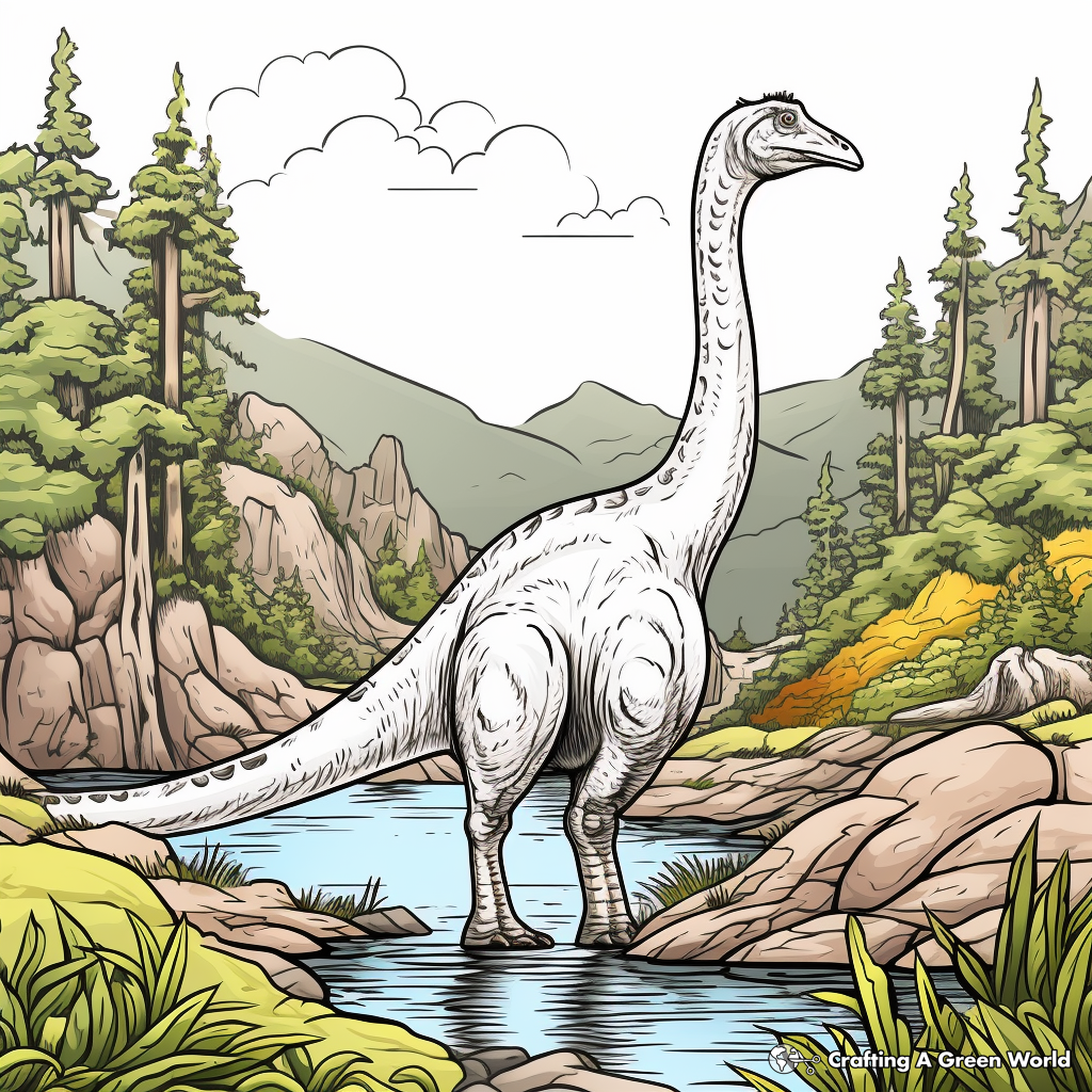 Scenic Landscape with Corythosaurus Coloring Pages 1