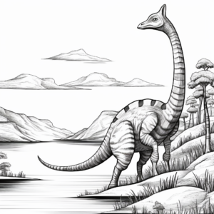 Scenic Landscape with Corythosaurus Coloring Pages 2