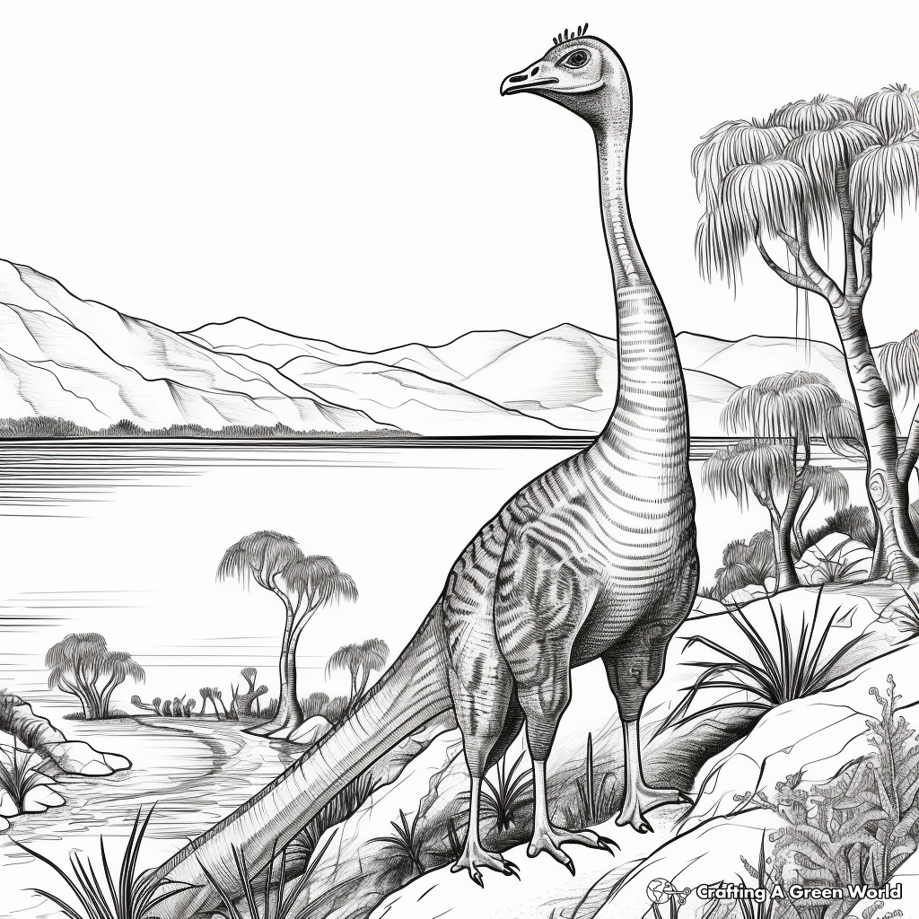 Scenic Landscape with Corythosaurus Coloring Pages 4