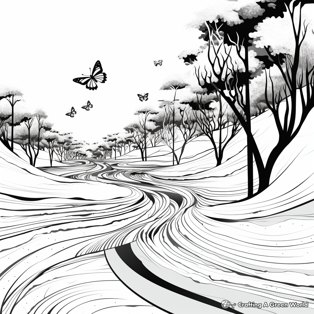 Scenic Monarch butterfly Migration Coloring Pages 2