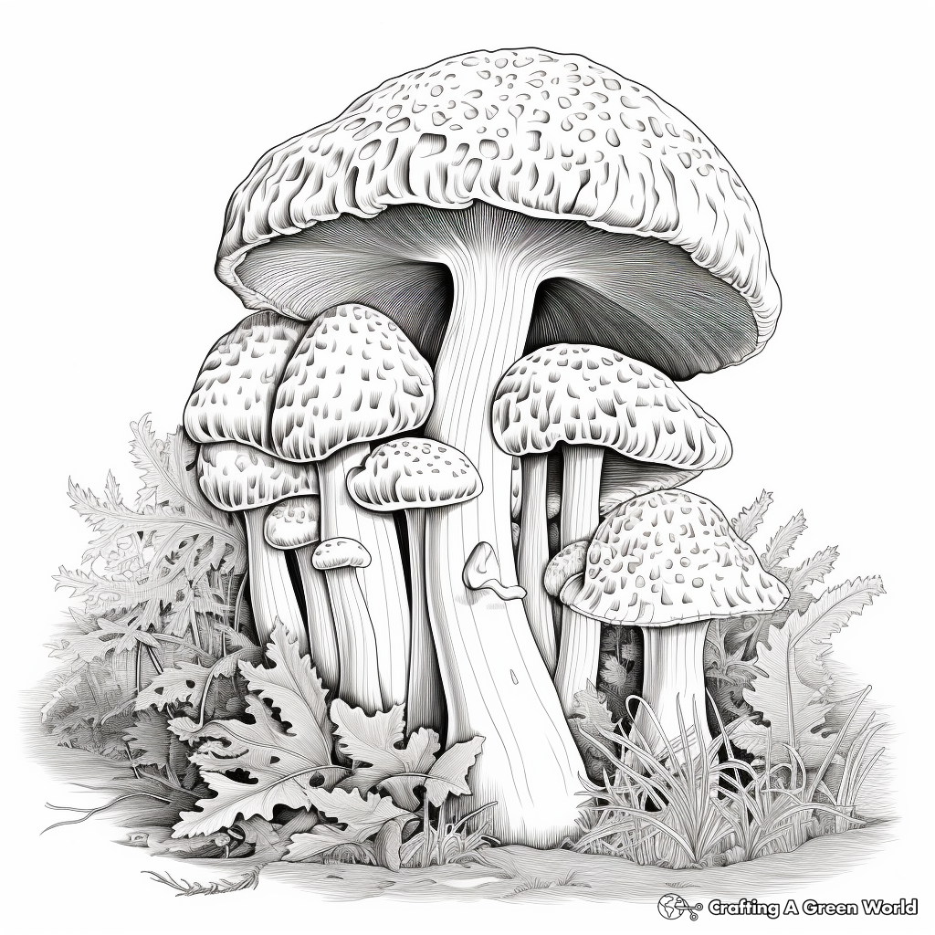 Scenic Morel Mushroom Coloring Pages 4