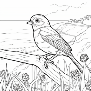 Scenic New Zealand Robin Coloring Pages 1