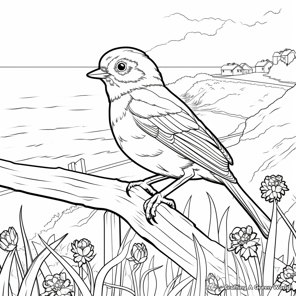 Scenic New Zealand Robin Coloring Pages 1