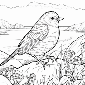Scenic New Zealand Robin Coloring Pages 3