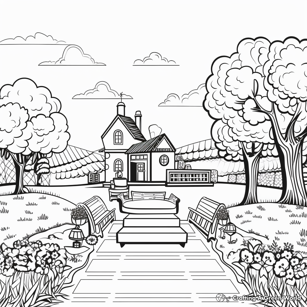 Scenic Outdoor Wedding Venue Coloring Pages 1