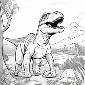 Scenic Tarbosaurus in Habitat Coloring Pages 2