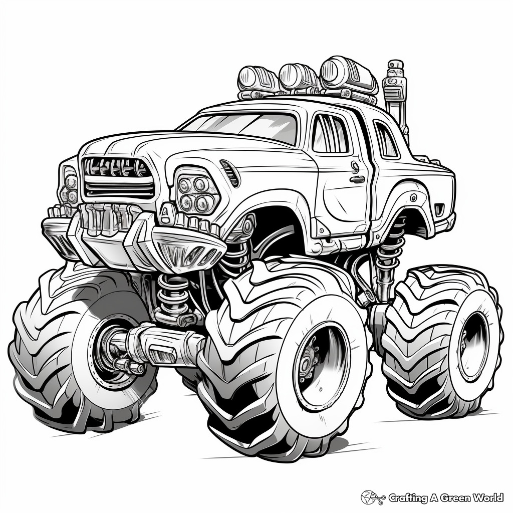 Sci-fi Inspired Cyborg Monster Truck Coloring Pages 1