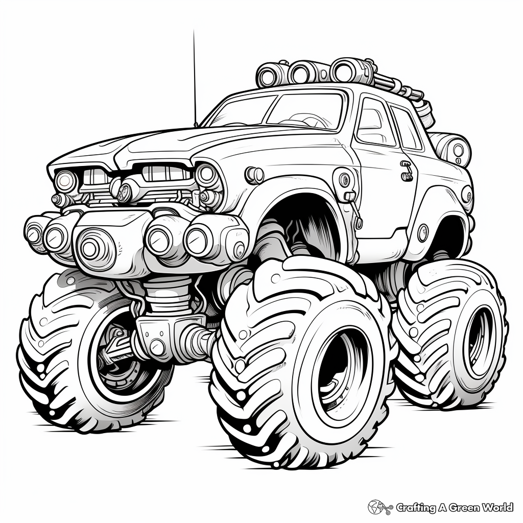 Sci-fi Inspired Cyborg Monster Truck Coloring Pages 4