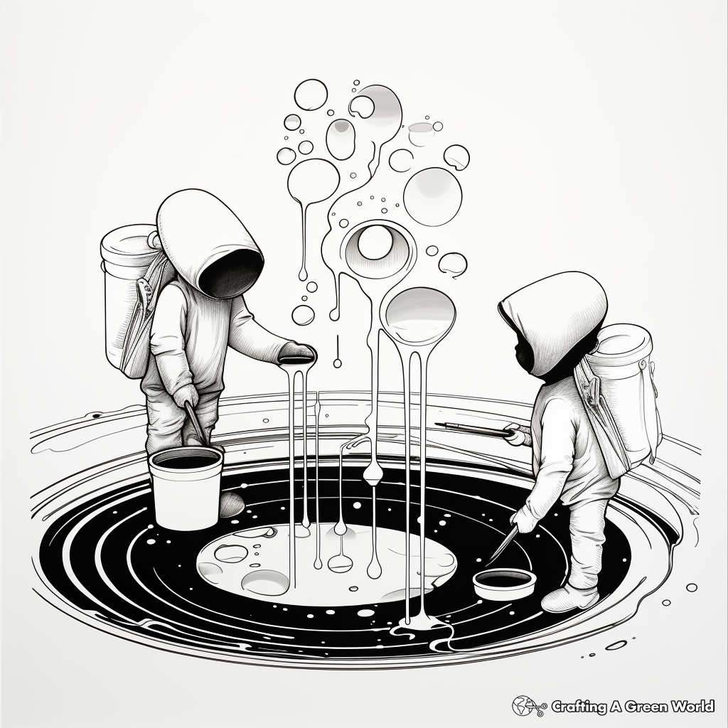Science and Art: Gravity Paint Pour Coloring Pages 1