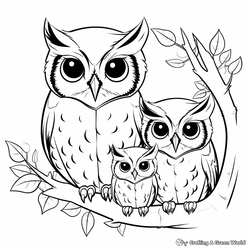 Screech Owl Family Coloring Pages and Activity Sheets 4