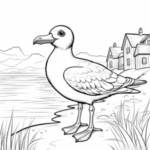 Sea and Seagull Landscape Coloring Pages 1