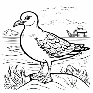 Sea and Seagull Landscape Coloring Pages 4
