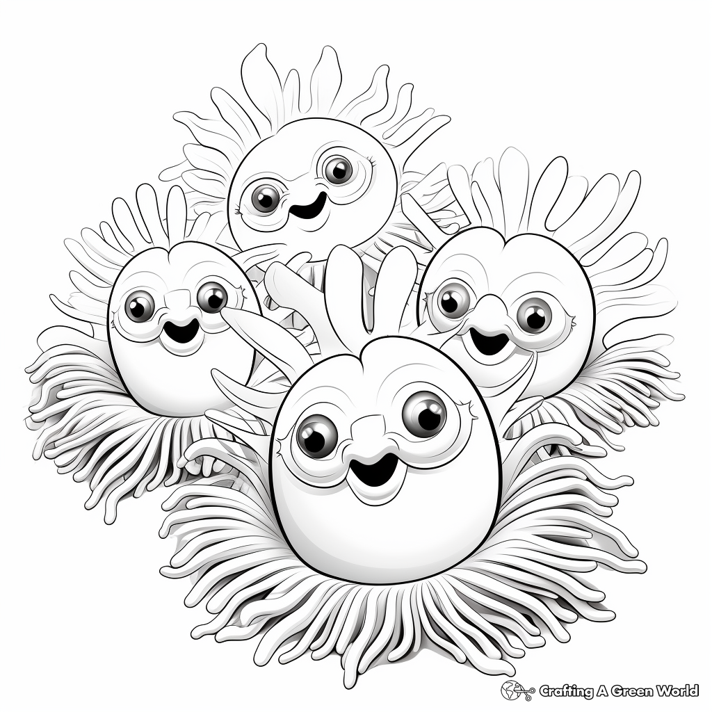 Sea Anemones and Clownfish Coloring Pages 1