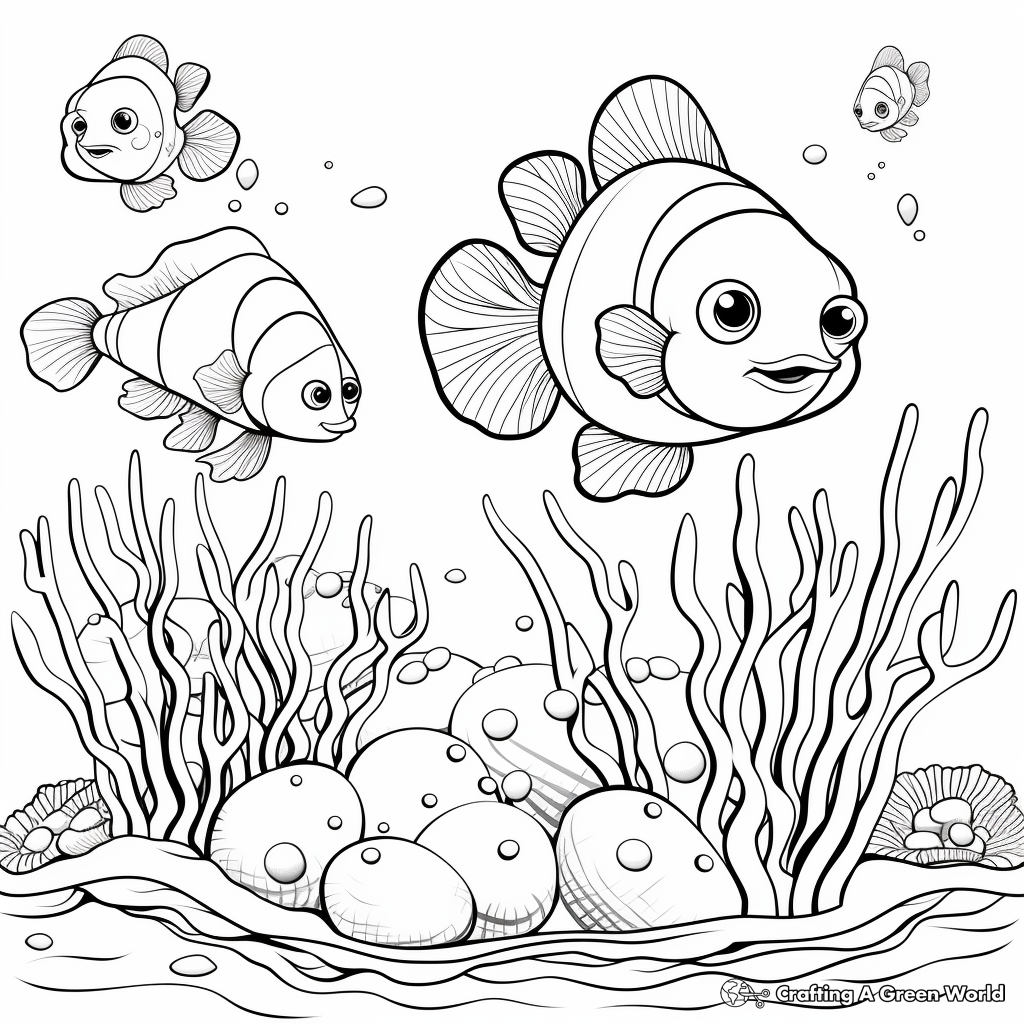Sea Anemones and Clownfish Coloring Pages 2