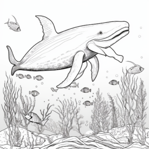 Sea Life Featuring Blue Whale: Coloring Pages 1