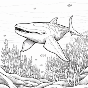 Sea Life Featuring Blue Whale: Coloring Pages 2