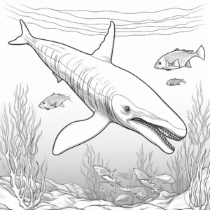 Sea Life Featuring Blue Whale: Coloring Pages 3