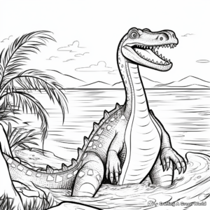 Sea Sceneries with Suchomimus Coloring Pages 4