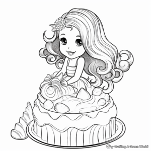 Sea Shell and Mermaid Topping Cake Coloring Pages 3
