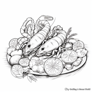 Seafood Delight: Lobster and Crab Coloring Pages 2