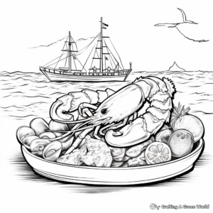 Seafood Delight: Lobster and Crab Coloring Pages 4