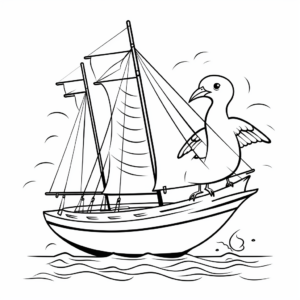 Seagull and Sailboat Coloring Pages 3