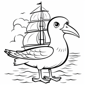 Seagull and Sailboat Coloring Pages 4