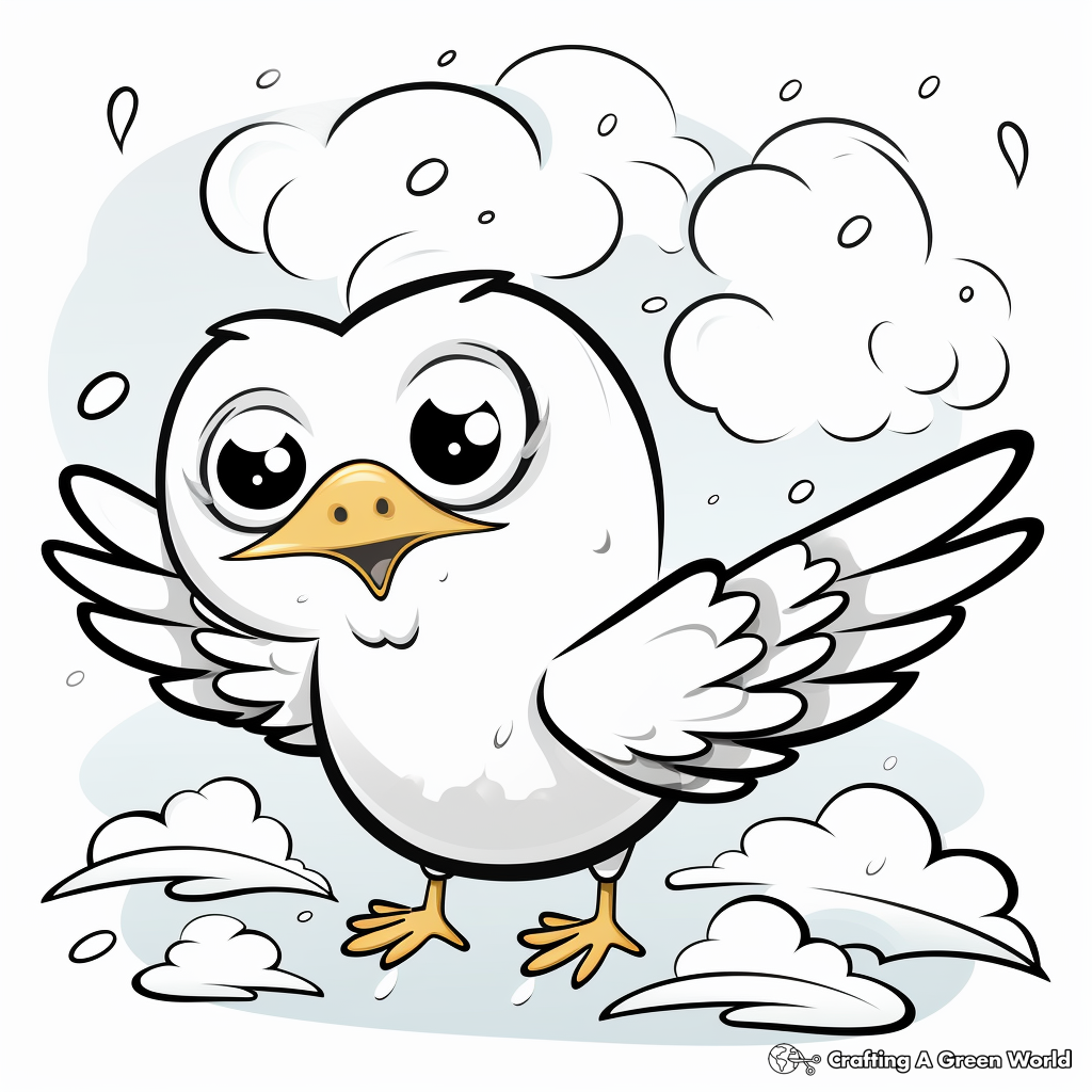 Seagull in Stormy Weather Coloring Pages 1